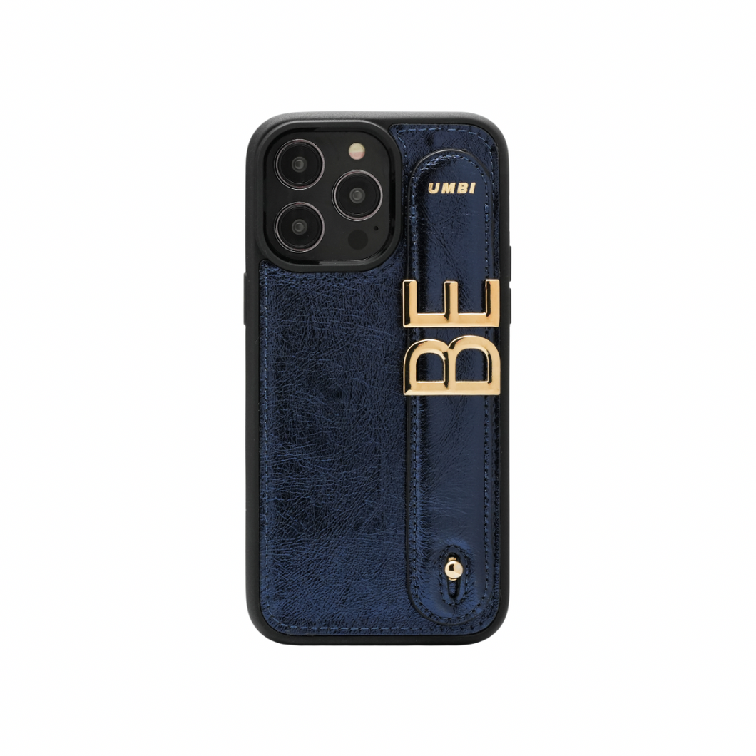 UMBI GLAM. Kişiselleştirilebilir Deri iPhone Kılıfı - Lacivert/Gold