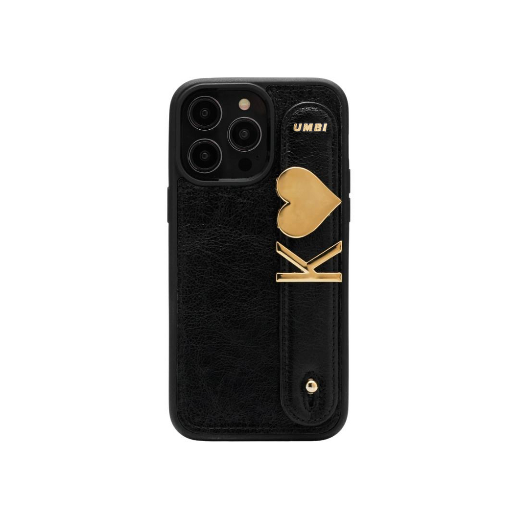 UMBI GLAM. Kişiselleştirilebilir Deri iPhone Kılıfı - Siyah/Gold