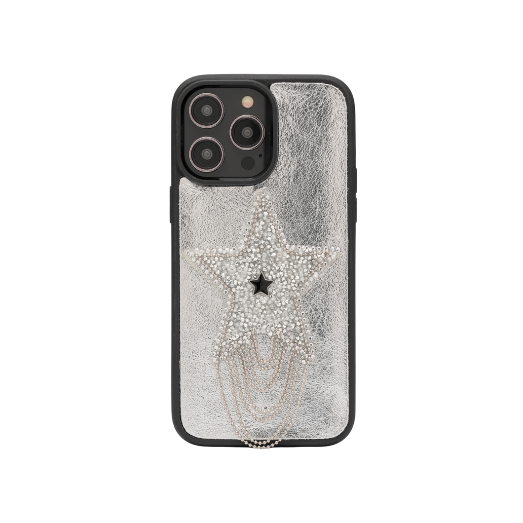 AURA. Deri iPhone Kılıfı - Silver YILDIZ