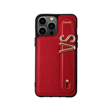 Görseli Galeri görüntüleyiciye yükleyin, YOUZ. Kişiselleştirilebilir Deri iPhone Kılıfı - Red/Gold
